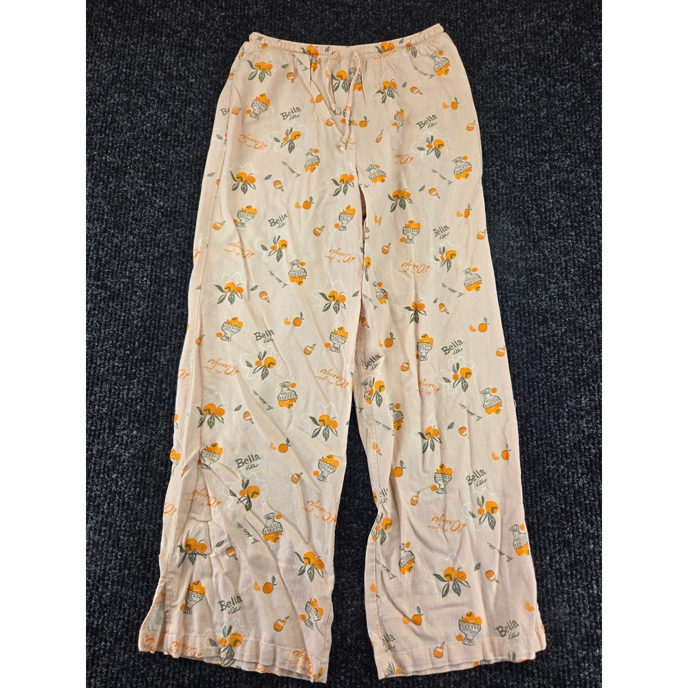 Wild Fable Bella Vita‎ Citrus Print Lounge Pants XS Peach Rayon Linen Wide Leg